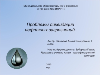 Проблемы ликвидации 
нефтяных загрязнений.