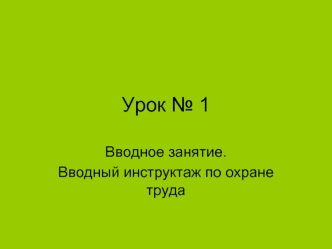 Урок № 1