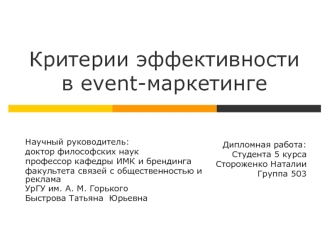 Критерии эффективности в event-маркетинге