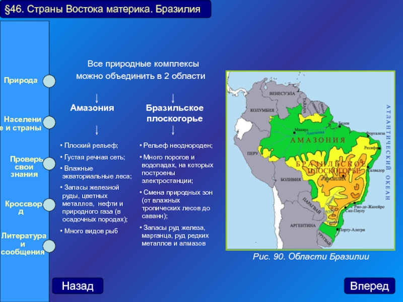 Восточная южная америка. Природные зоны Бразилии на карте. Природные зоны Южной Америки Бразилия. Природные зоны бразильского Плоскогорья. Климат и природные зоны Бразилии.