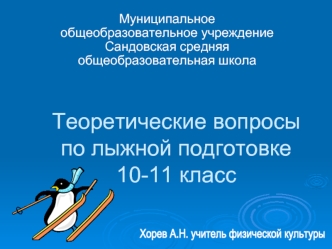 Теоретические вопросы по лыжной подготовке   10-11 класс