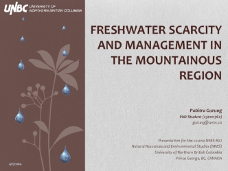 Freshwater Scarcity and Management in the Mountainous Region