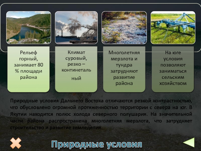 Дайте оценку природных условий на севере и юге дальнего востока по плану климат