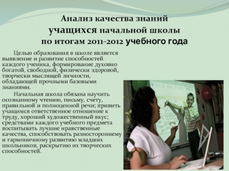 Анализ качества знанийучащихся начальной школыпо итогам 2011-2012 учебного года