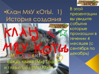 Клан МяУ кОтЫ.  1)История создания