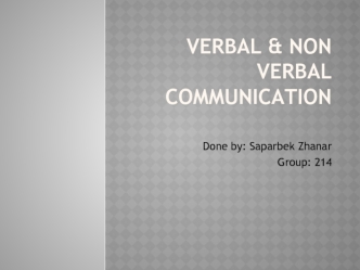 Verbal & Non Verbal Communication