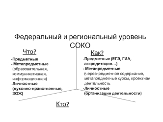 Федеральный и региональный уровень СОКО