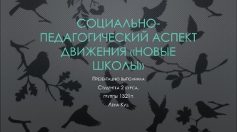 Социально-педагогический аспект движения Новые школы