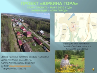 Проект Юркина гора. Старт проекта – март 2010 года. Номинация – Про город