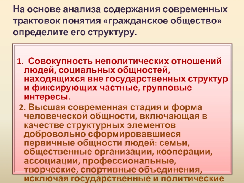 Современная трактовка понятия. Современное понимание гражданского общества. Концепции гражданского общества. Подходы к пониманию гражданского общества. Основные подходы к понятию гражданского общества.