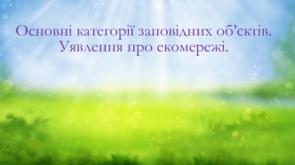 Основні категорії заповідних об'єктів. Уявлення про екомережі