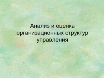 Анализ и оценка организационных структур управления