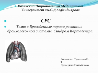 Врожденные пороки развития бронхолегочной системы. Синдром Картагенера