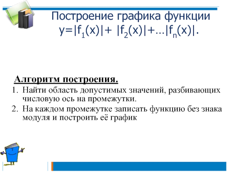 Постройте на разных чертежах графики данных функций для функции содержащей модуль укажите область