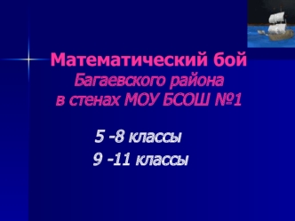 Математический бойБагаевского районав стенах МОУ БСОШ №1