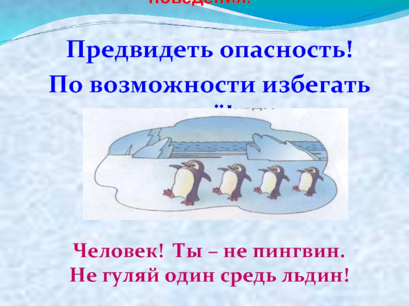 Правила безопасного поведения предвидеть. Человек ты не Пингвин. Человек ты не Пингвин не Гуляй один средь льдин. Картинки человек на льдине по безопасности подготовительная группа. Пингвин гуляет с человеком.