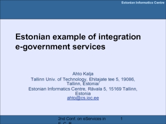 Estonian example of integration e-government services