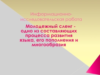 Информационно-исследовательская работа