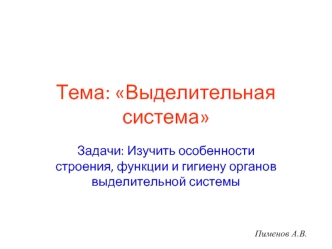 Тема: Выделительная система