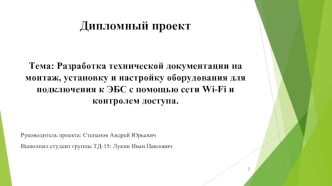 Разработка технической документации на монтаж, установку и настройку оборудования для подключения к ЭБС с помощью сети Wi-Fi