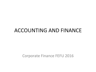 Accounting and finance