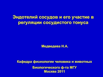 Эндотелий сосудов и его участие в регуляции сосудистого тонуса