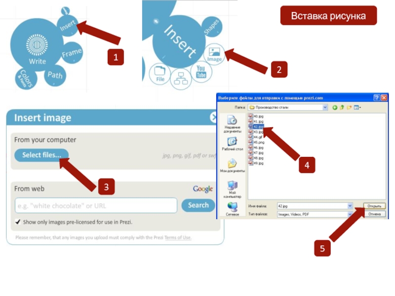Для вставки изображения в презентацию созданную в prezi нажать кнопку
