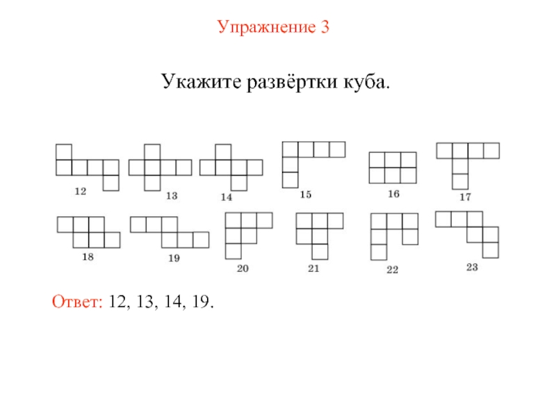 Укажите развертки куба изображенные на рисунке