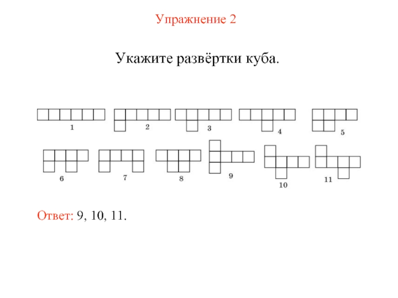 Укажите развертки куба изображенные на рисунке