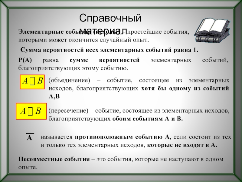 Вероятности элементарных событий презентация 8 класс