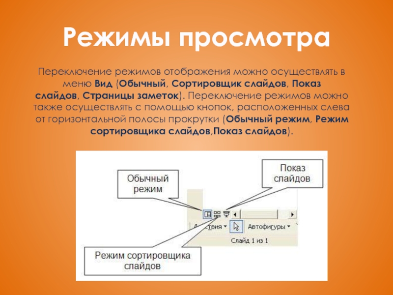 Режим обычный в презентации