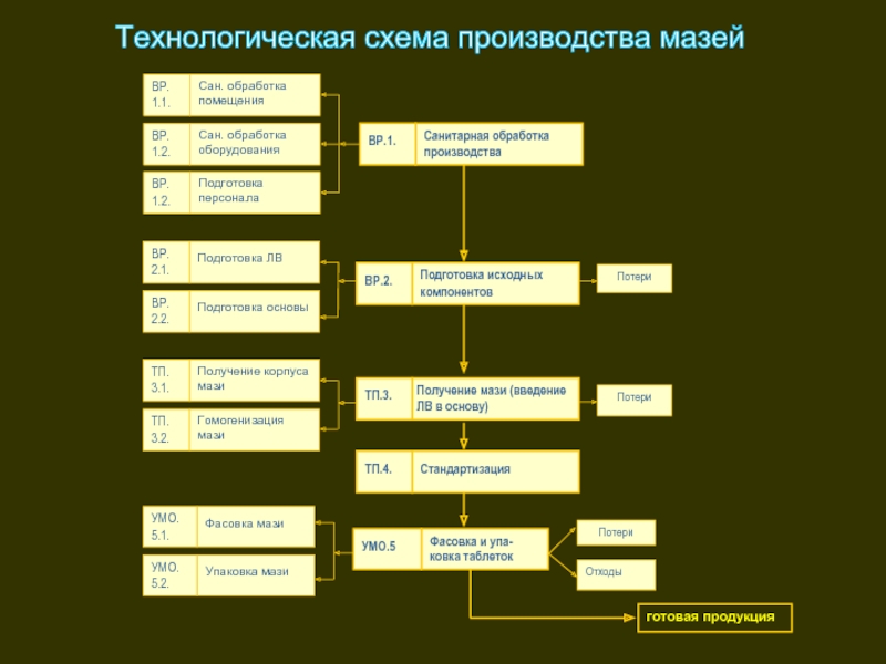 Процессуальная схема производства линимента