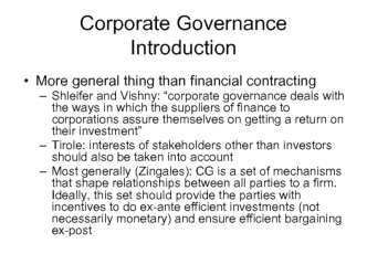 Corporate GovernanceIntroduction