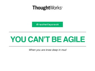 You Can't be Agile When You Are Knee-Deep in Mud
