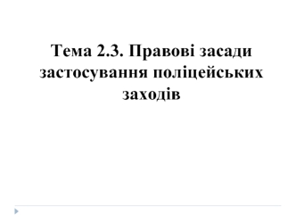 Правові засади застосування поліцейських заходів