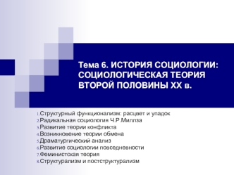 История социологии: социологическая теория второй половины ХХ века