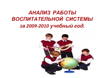 АНАЛИЗ  РАБОТЫ  ВОСПИТАТЕЛЬНОЙ  СИСТЕМЫза 2009-2010 учебный год.