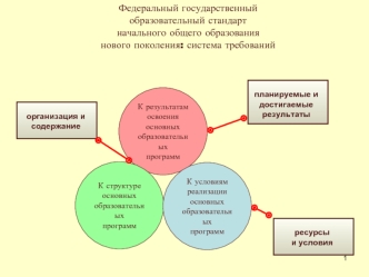 1 планируемые и достигаемые результаты ресурсы и условия организация и содержание К результатам освоения основных образовательных программ К структуре.