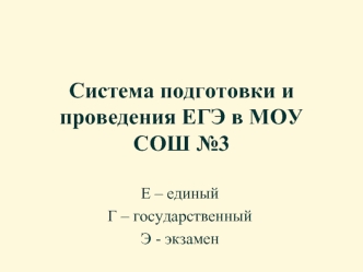 Система подготовки и проведения ЕГЭ в МОУ СОШ №3