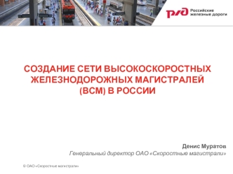 СОЗДАНИЕ СЕТИ ВЫСОКОСКОРОСТНЫХ ЖЕЛЕЗНОДОРОЖНЫХ МАГИСТРАЛЕЙ (ВСМ) В РОССИИ