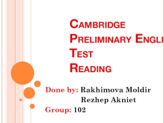 Cambridge Preliminary English Test Reading