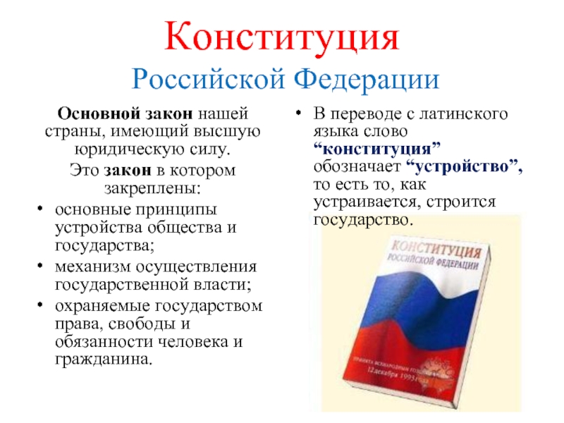 Конституция основной закон российской федерации презентация