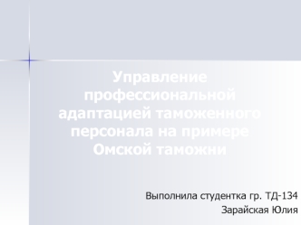 Управление профессиональной адаптацией таможенного персонала на примере Омской таможни