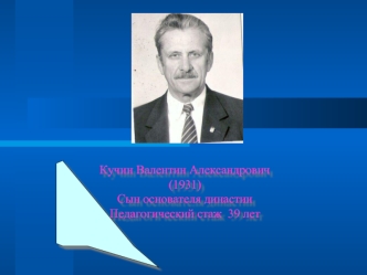 Кучин Валентин Александрович
(1931)
Сын основателя династии
Педагогический стаж  39 лет