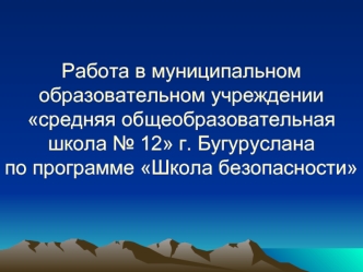 Работа в муниципальном образовательном учреждении средняя общеобразовательная школа № 12 г. Бугуруслана по программе Школа безопасности