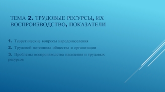 Трудовые ресурсы, их воспроизводство, показатели (экономика труда, лекция 3)