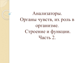 Анализаторы. Органы чувств, их роль в организме. Строение и функции. Часть 2