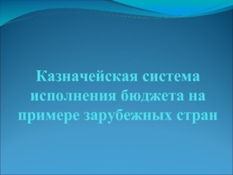 Казначейская система исполнения бюджета на примере зарубежных стран