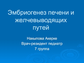 Эмбриогенез печени и желчевыводящих путей