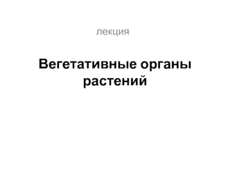 Вегетативные органы растений